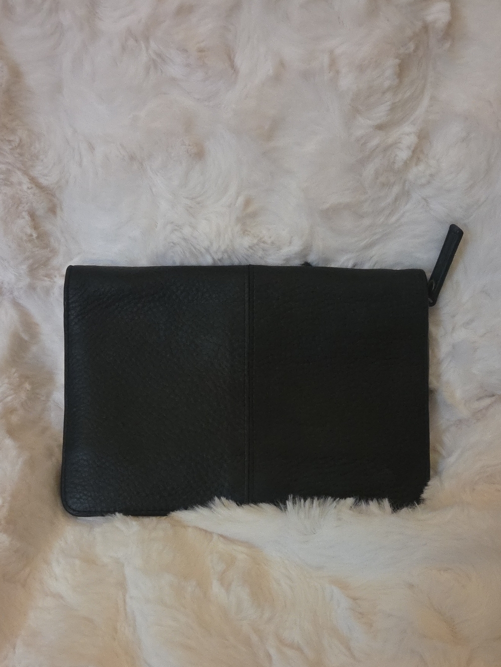 Black Leather Zip Clutch - Sleek Everyday Carry